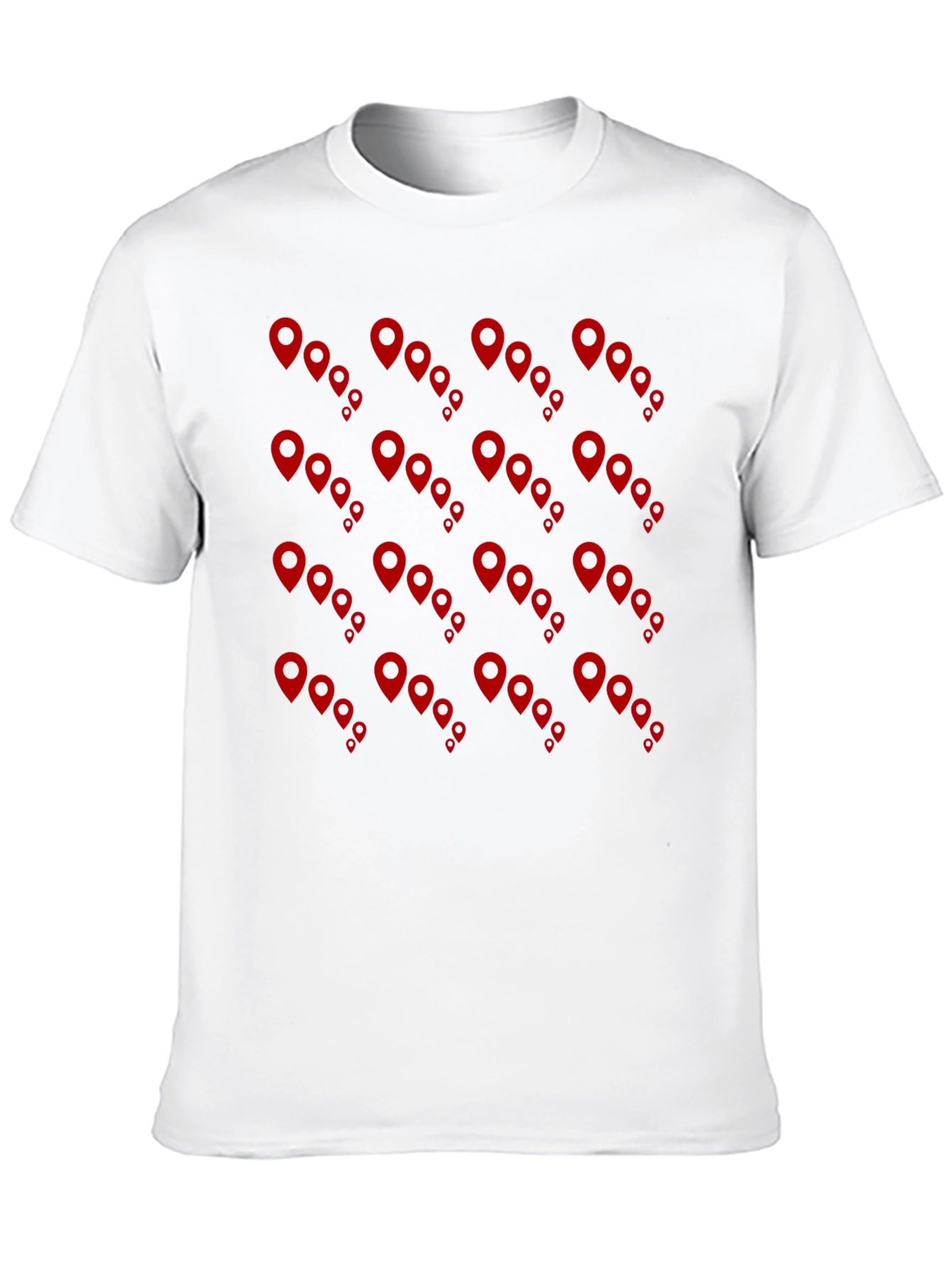 Mens Black Tee with Red Location Pin Design