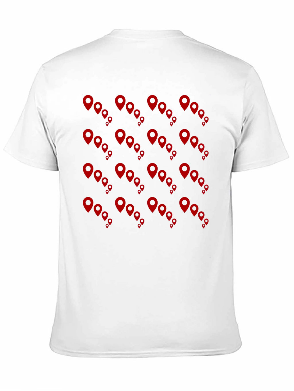 Mens Black Tee with Red Location Pin Design