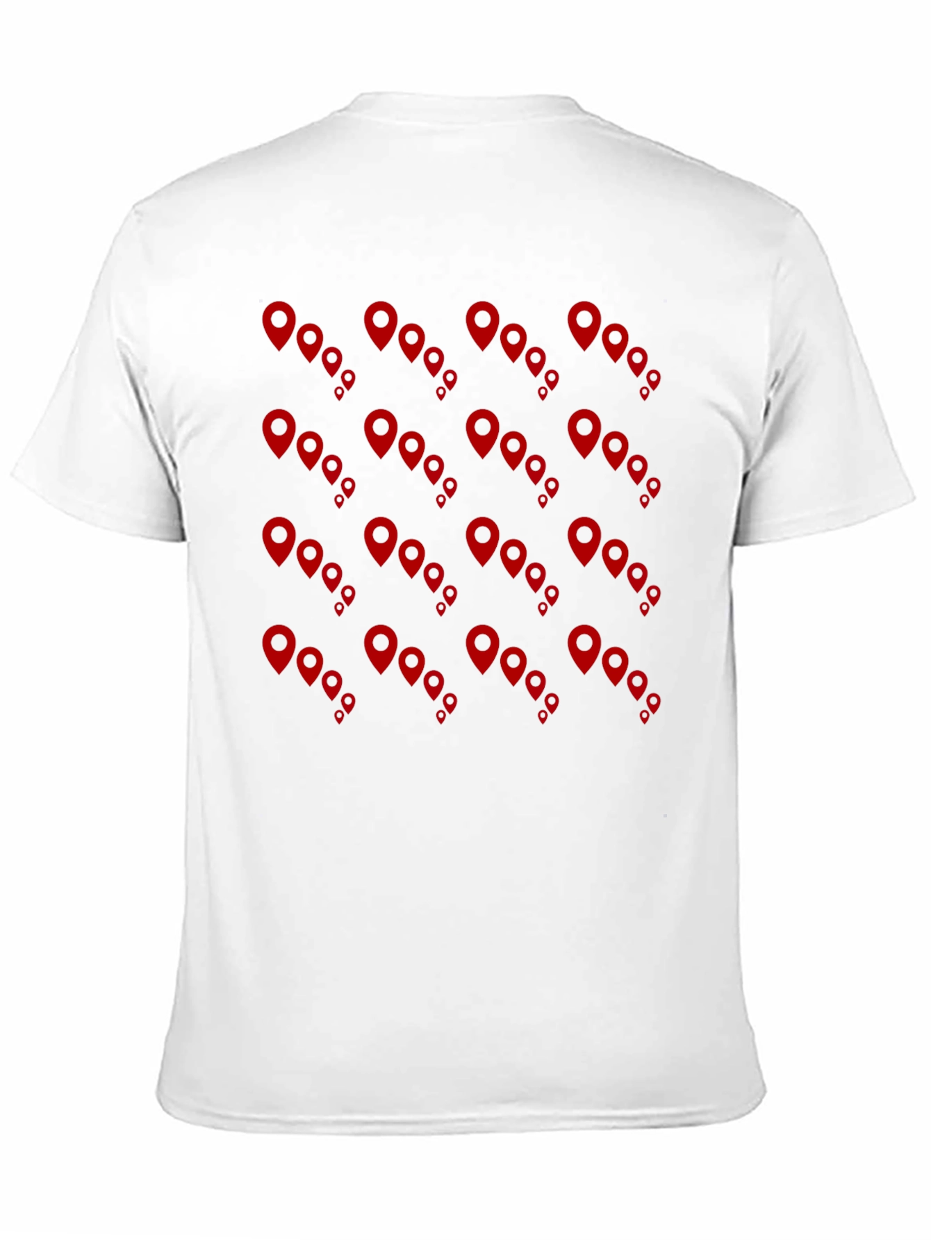 Mens Black Tee with Red Location Pin Design