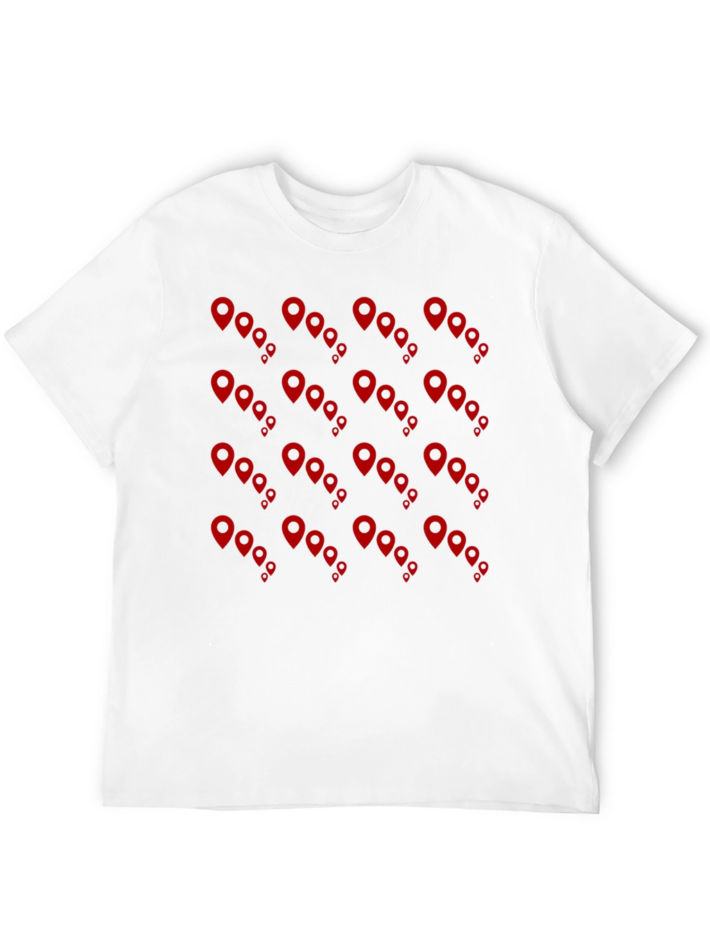 Mens Black Tee with Red Location Pin Design