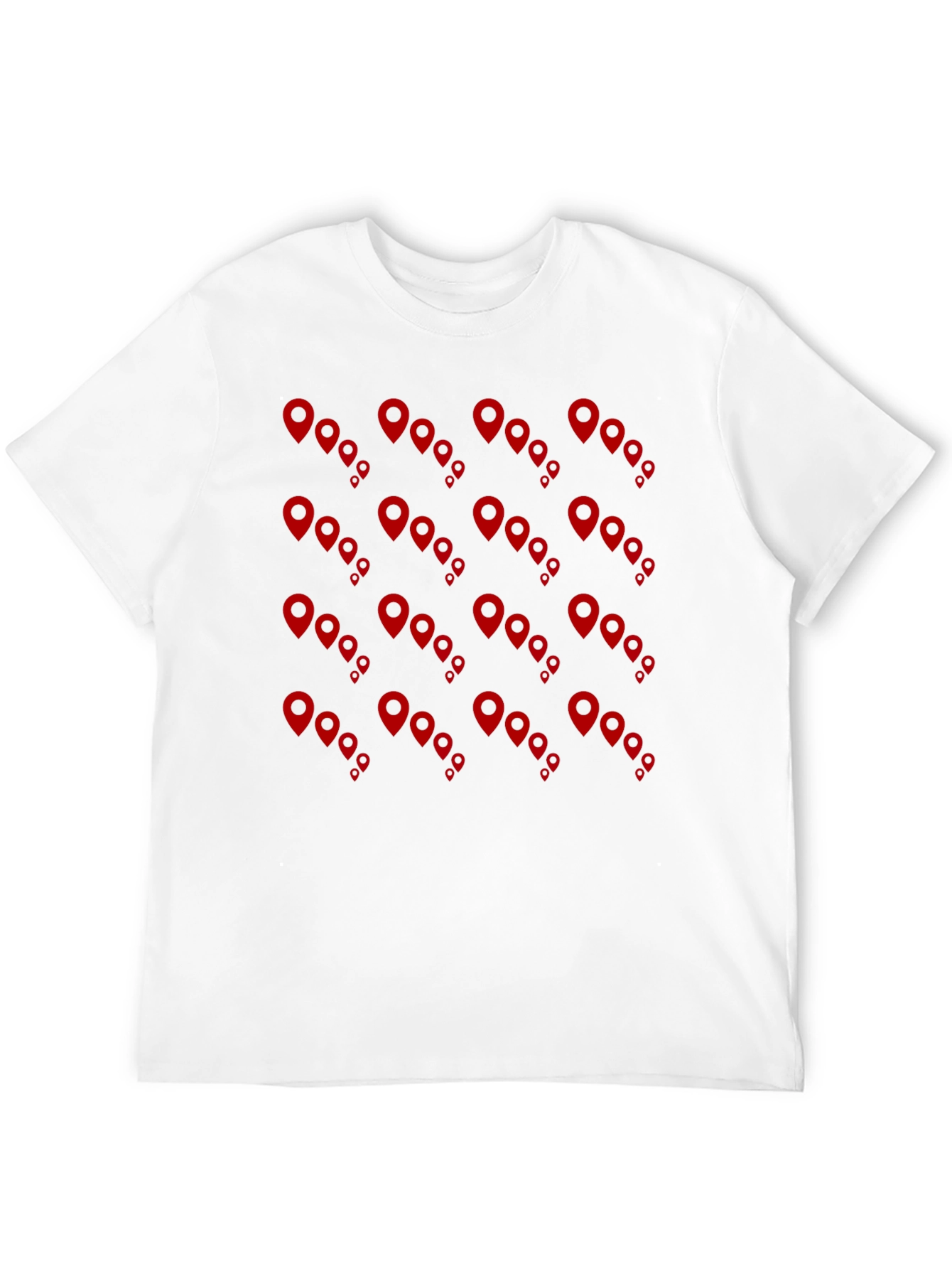 Mens Black Tee with Red Location Pin Design