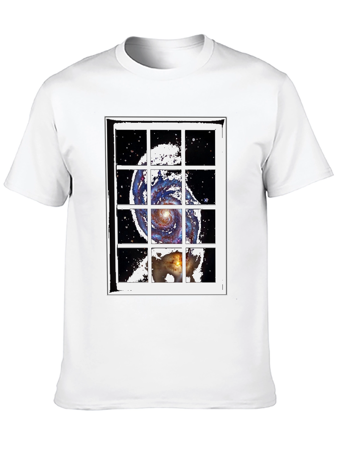 Galaxy Window Graphic Tee - Stylish Cotton Blend T-Shirt