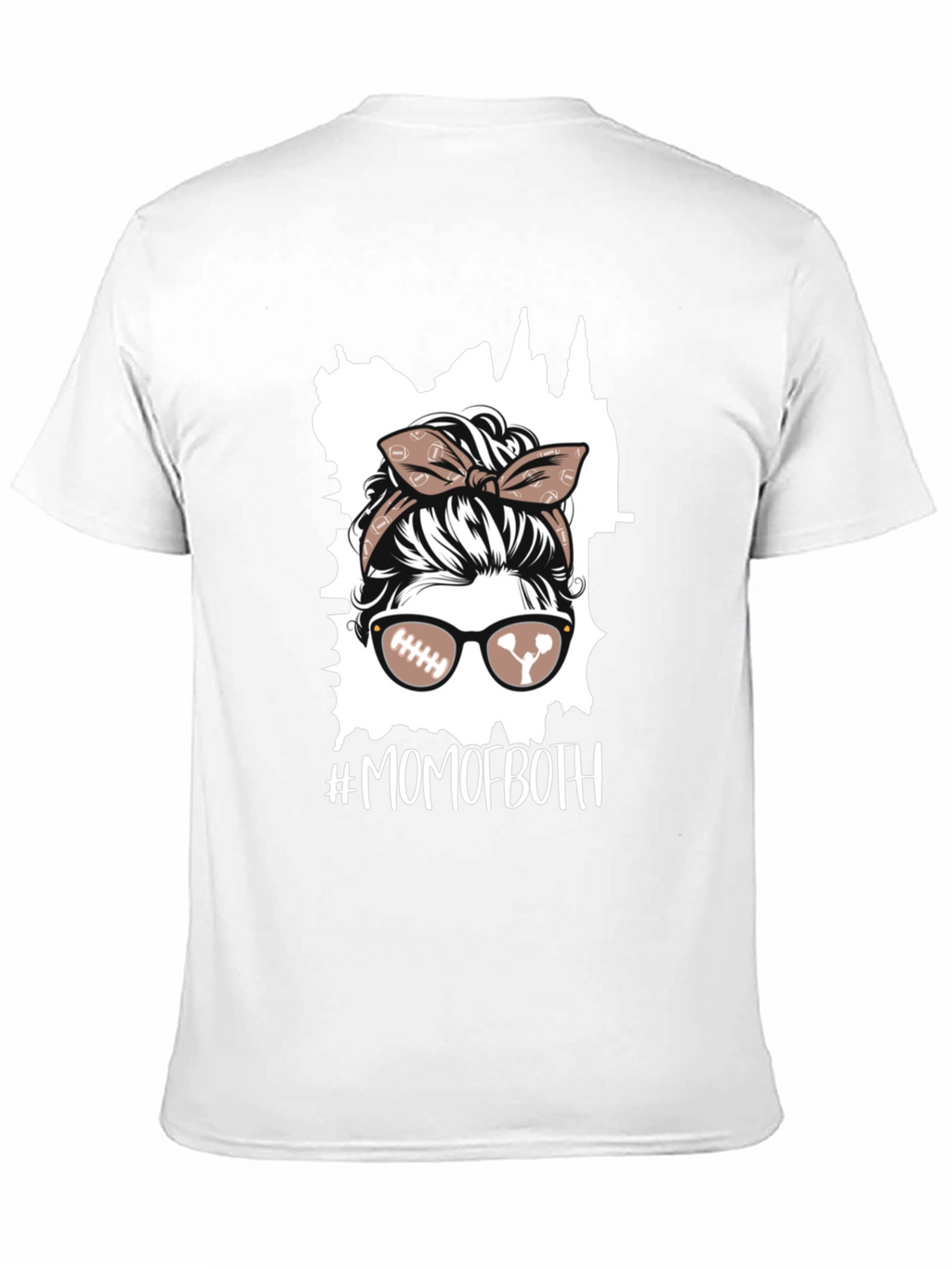 Mom of Both Football Messy Bun T-Shirt