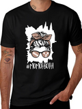 Mom of Both Football Messy Bun T-Shirt