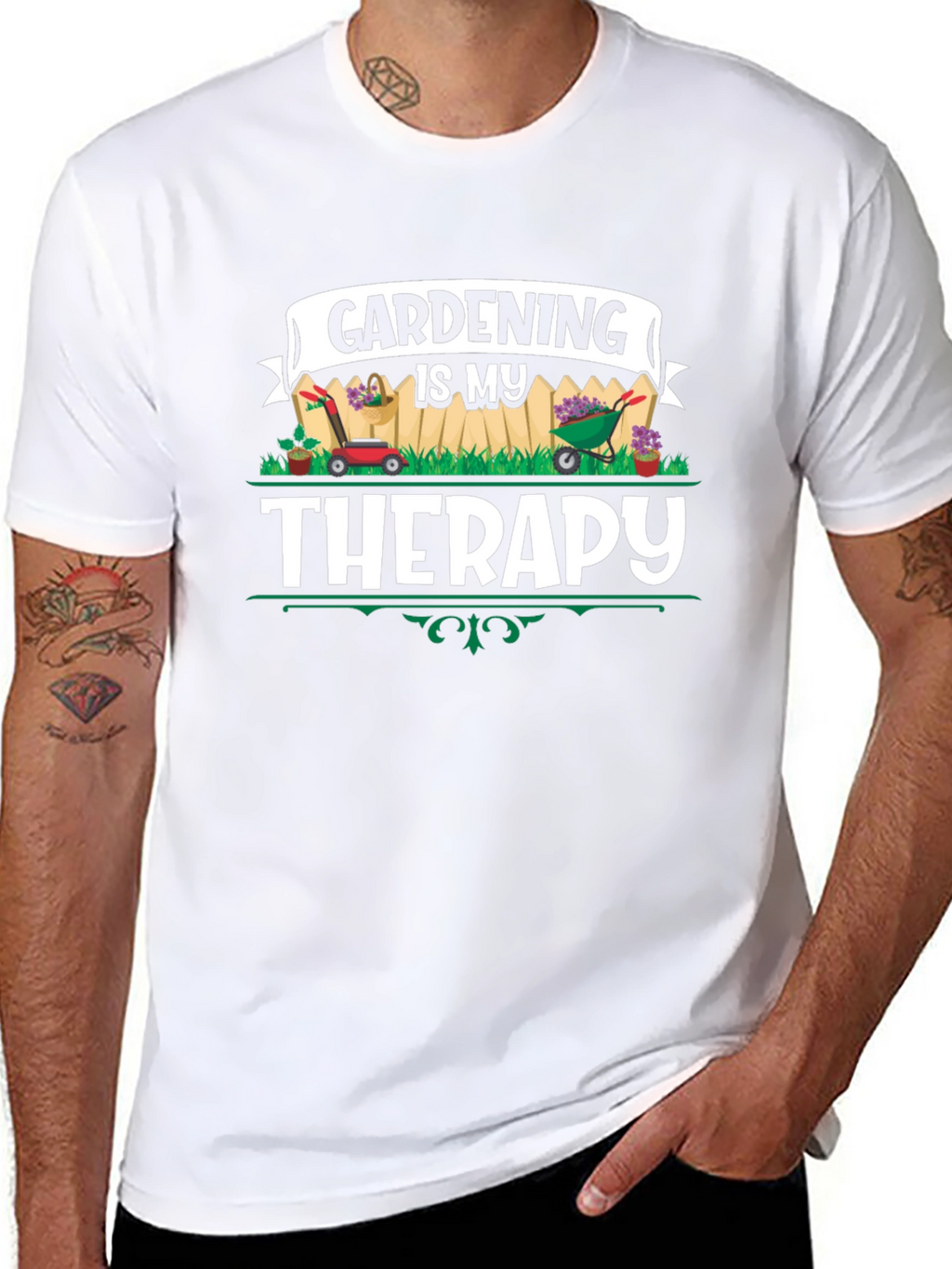 Gardening is My Therapy Black T-Shirt