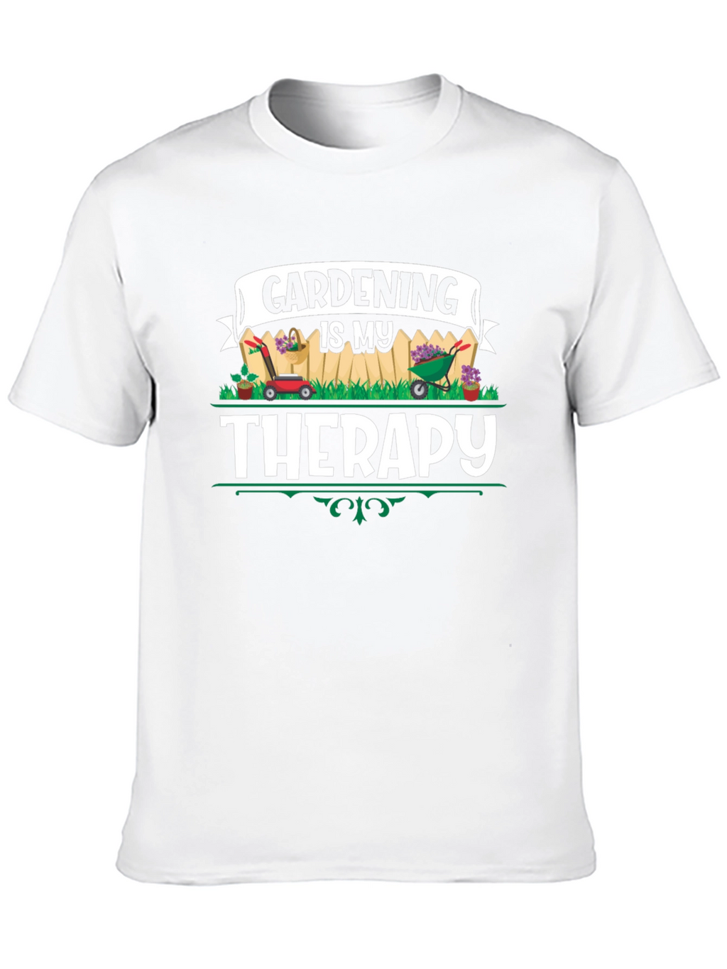 Gardening is My Therapy Black T-Shirt