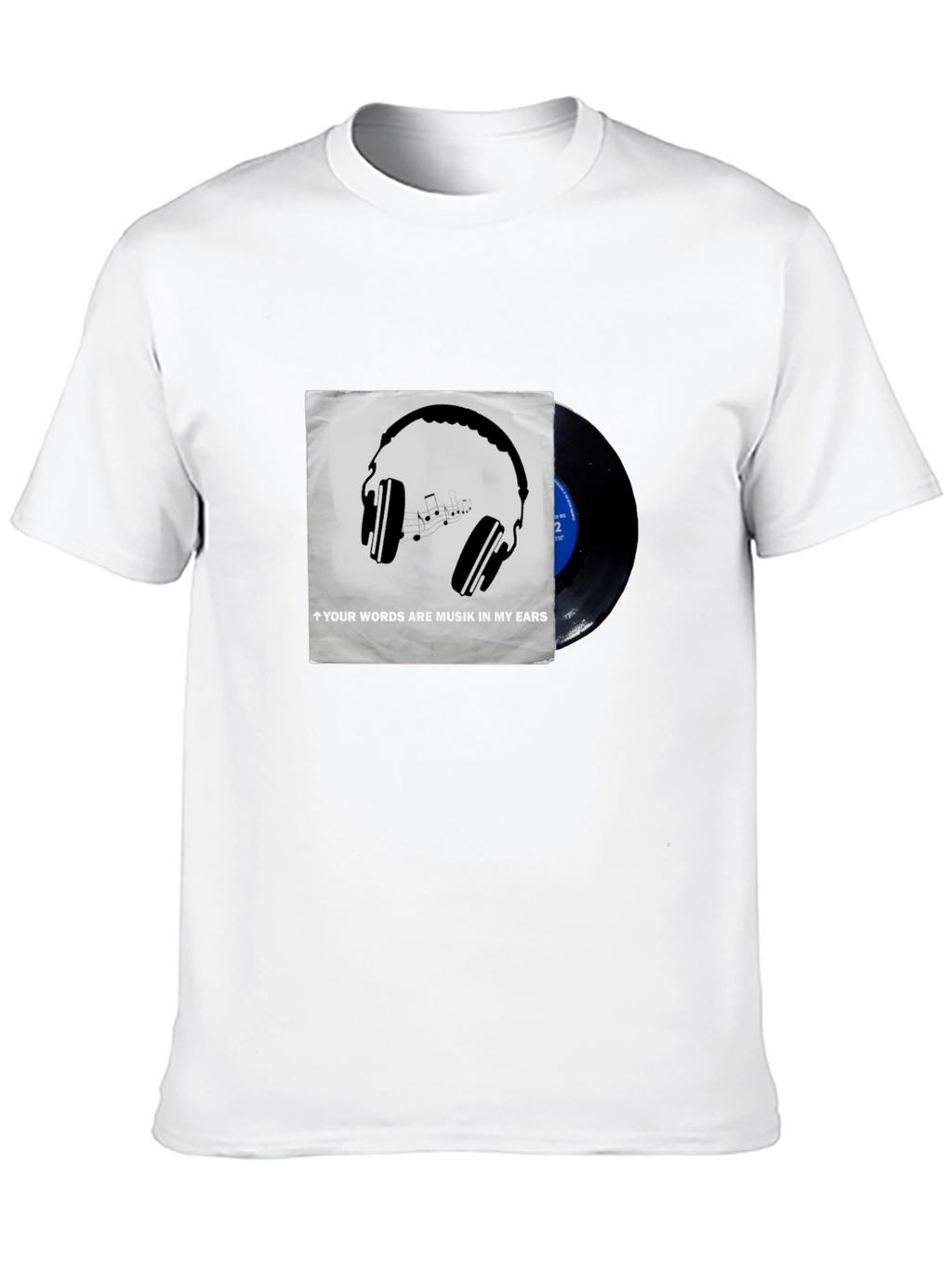 Music Lovers T-Shirt: Headphones & Vinyl Design