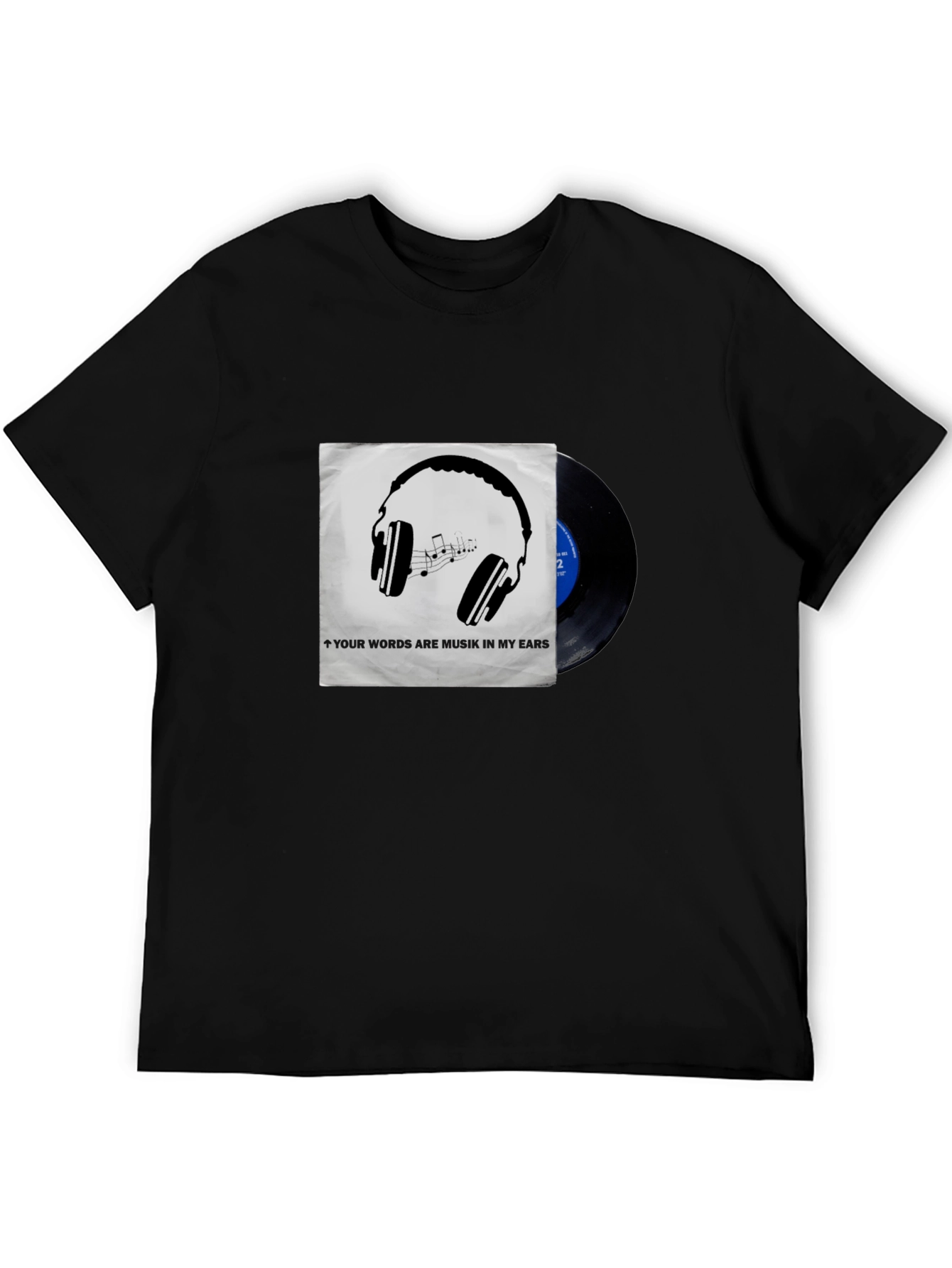 Music Lovers T-Shirt: Headphones & Vinyl Design