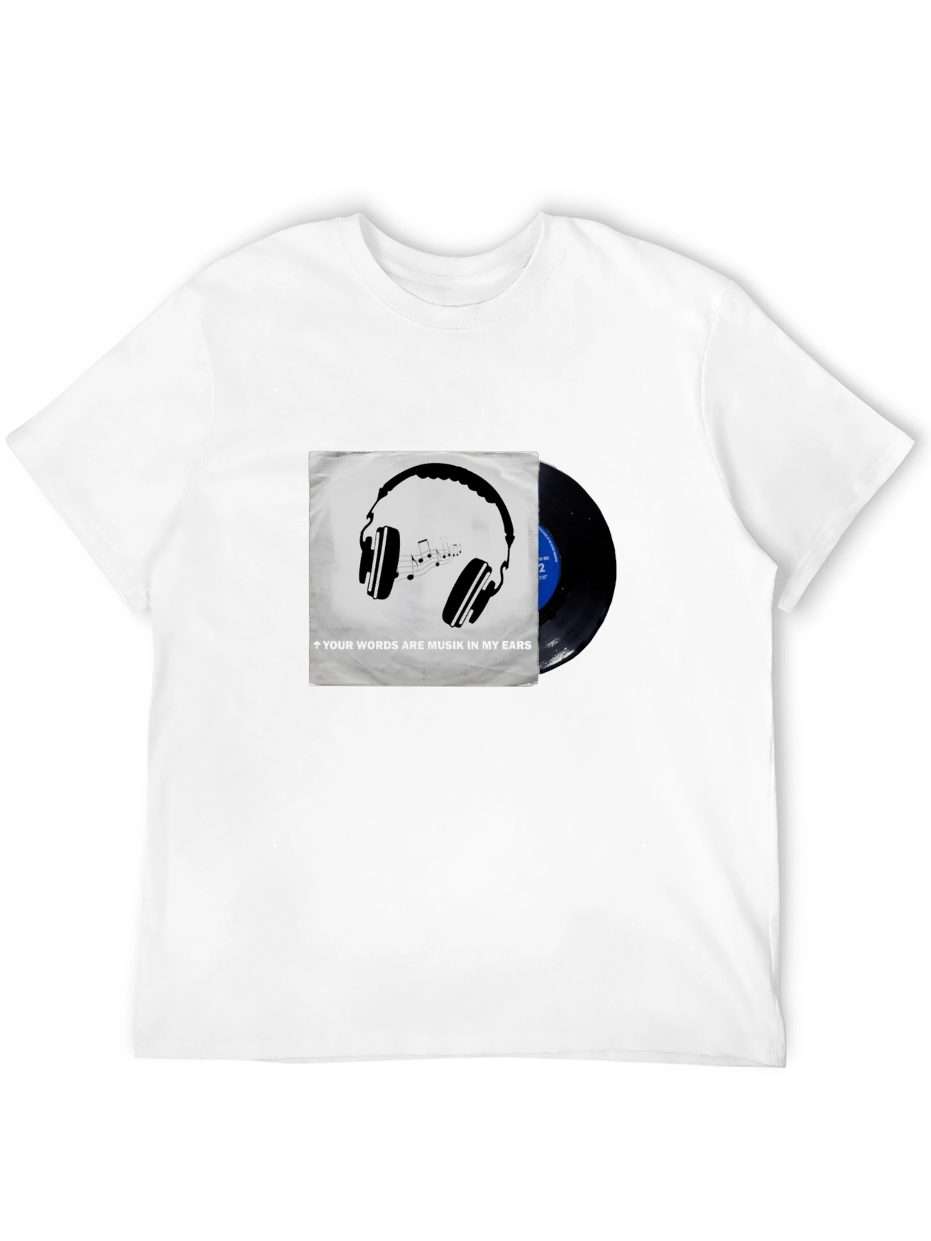 Music Lovers T-Shirt: Headphones & Vinyl Design