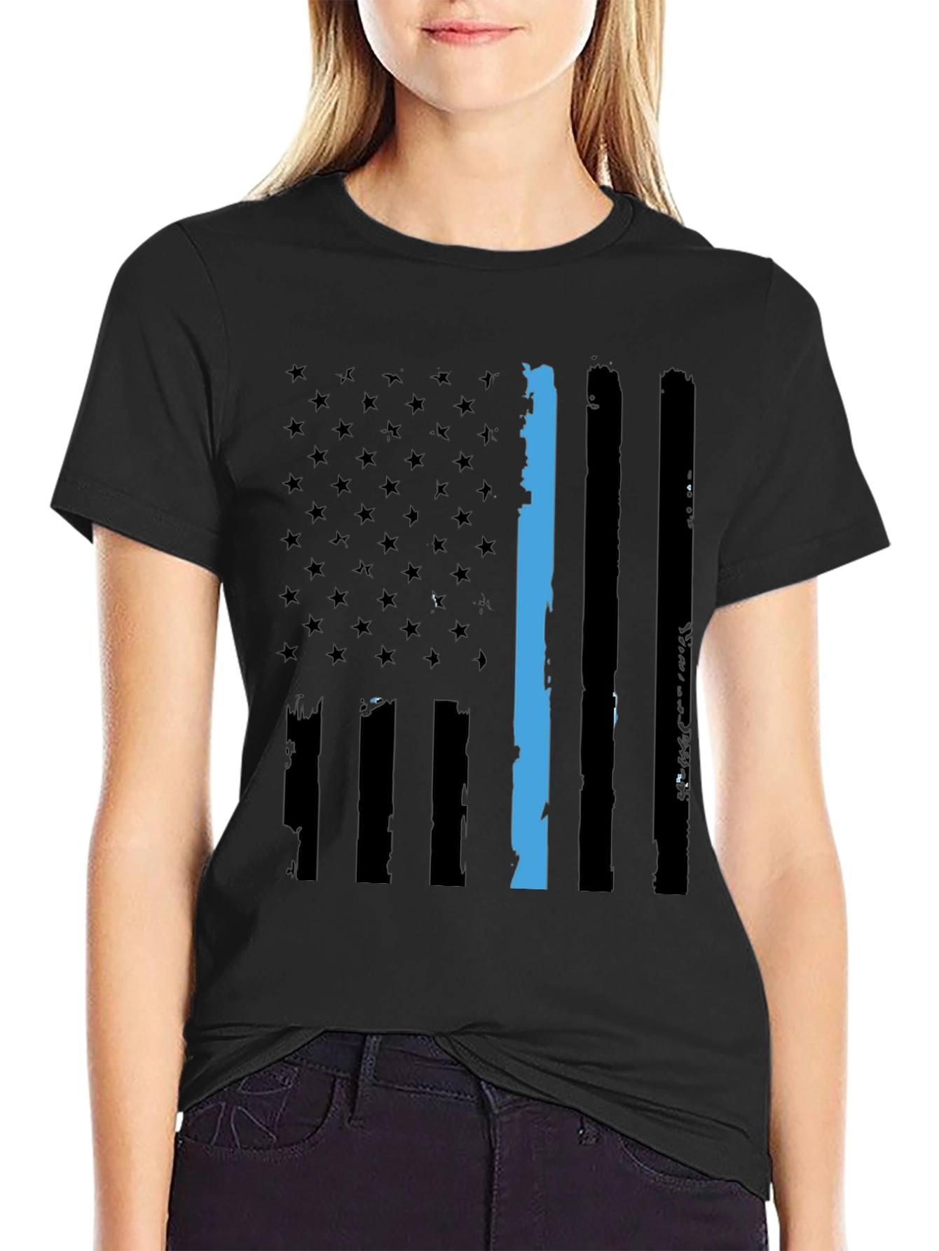Thin Blue Line Flag T-Shirt - Support Law Enforcement
