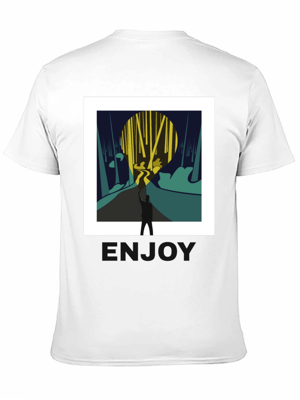 Abstract Forest Print Black Tee