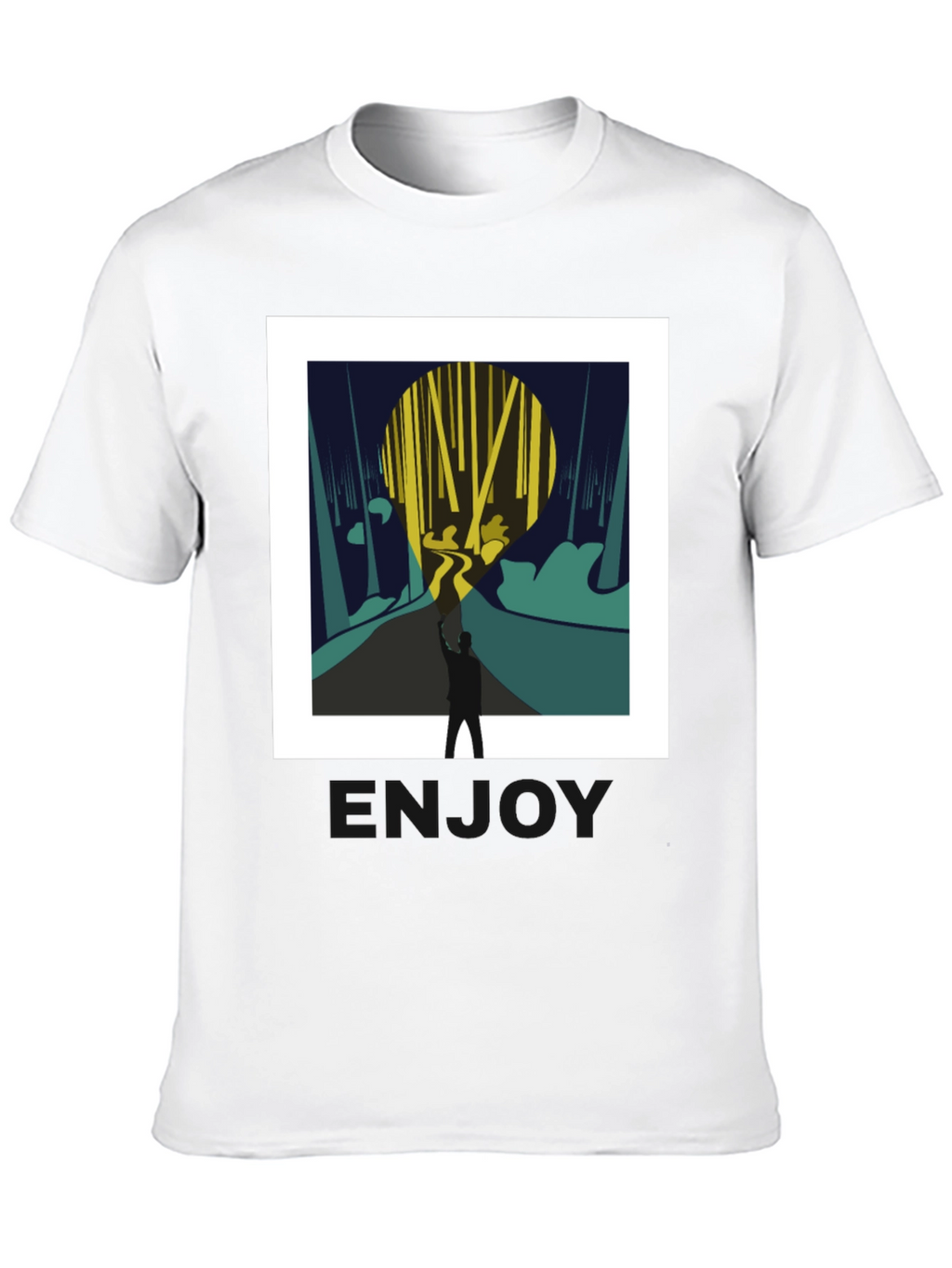 Abstract Forest Print Black Tee