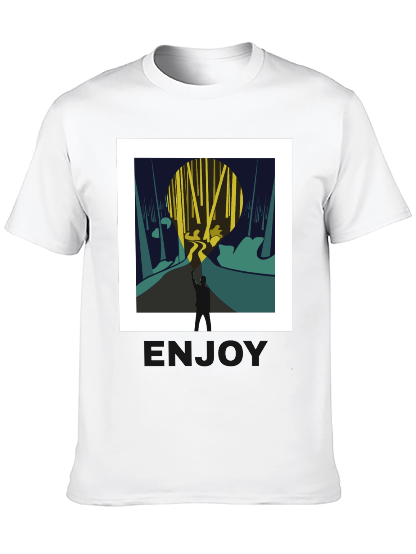 Abstract Forest Print Black Tee