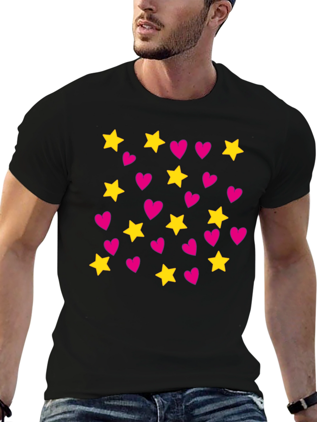 Star and Heart Pattern T-Shirt
