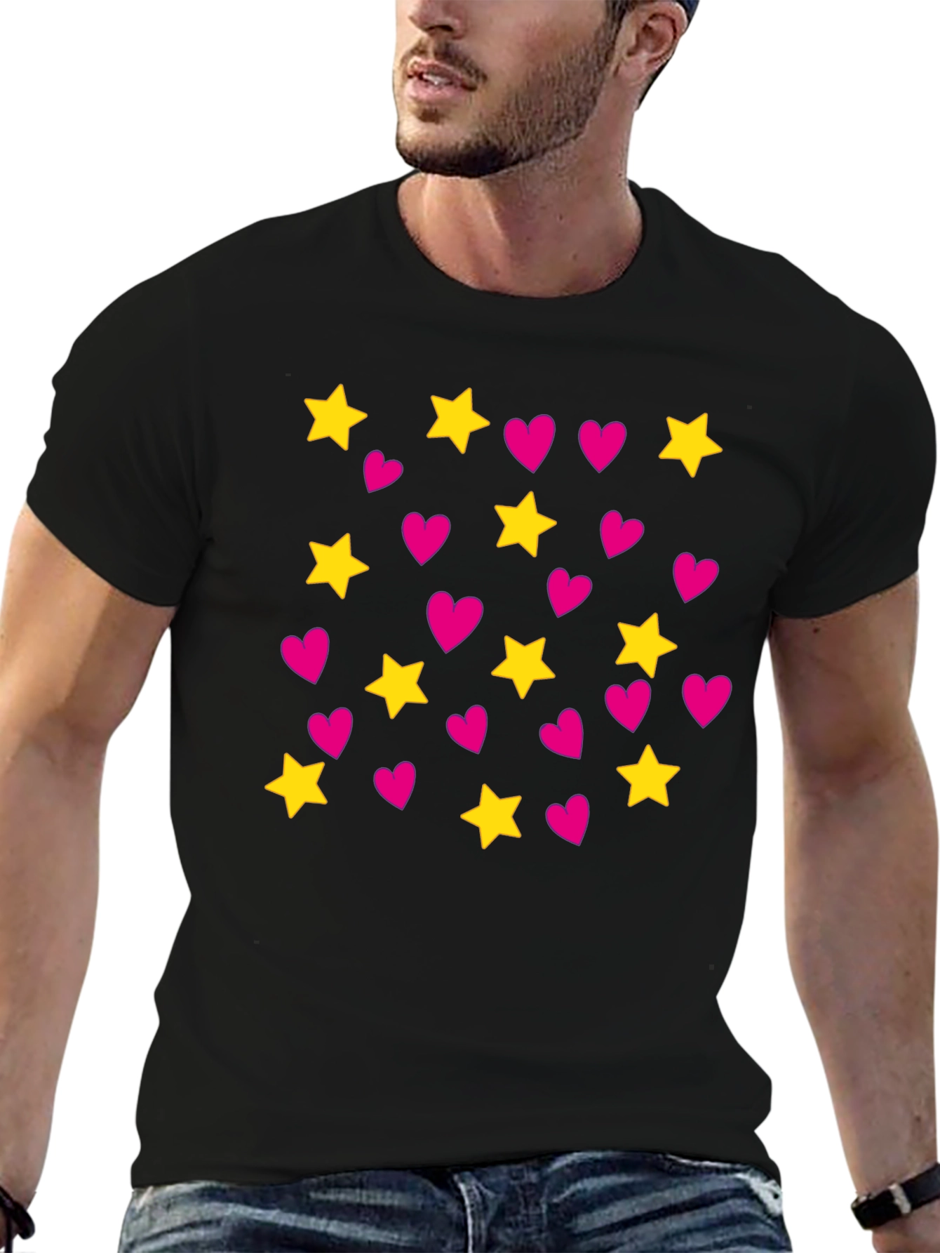 Star and Heart Pattern T-Shirt