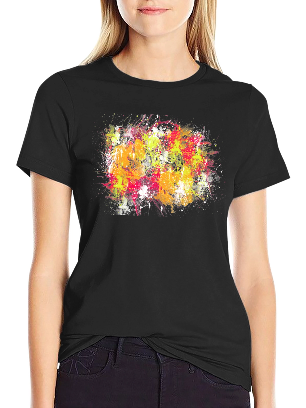 Abstract Splatter Art Graphic Tee - Modern Style