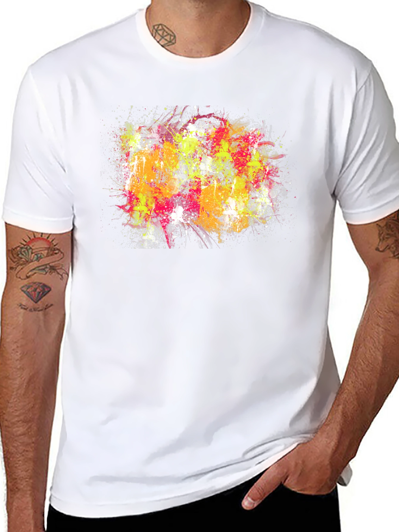 Abstract Splatter Art Graphic Tee - Modern Style