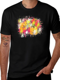 Abstract Splatter Art Graphic Tee - Modern Style