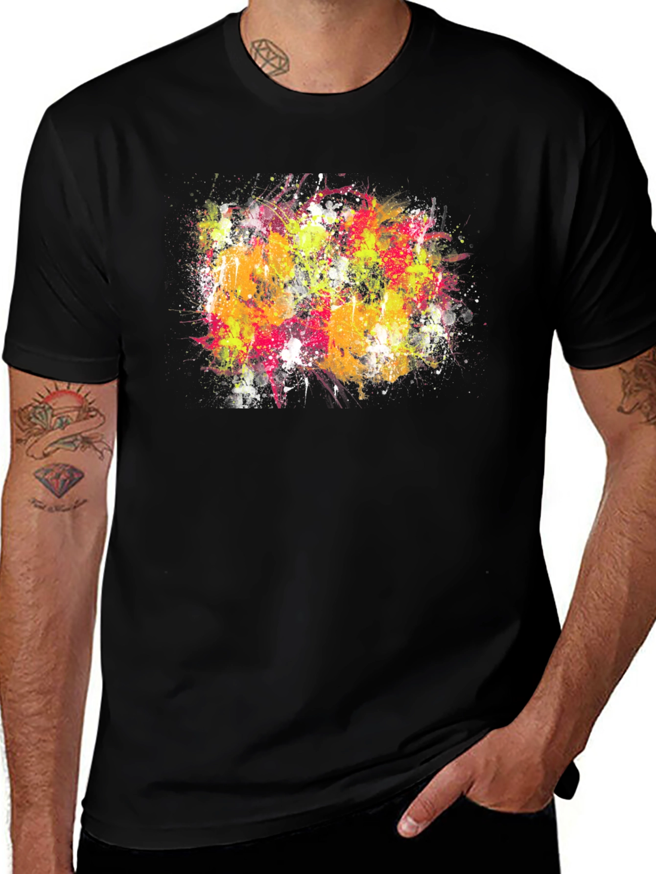 Abstract Splatter Art Graphic Tee - Modern Style