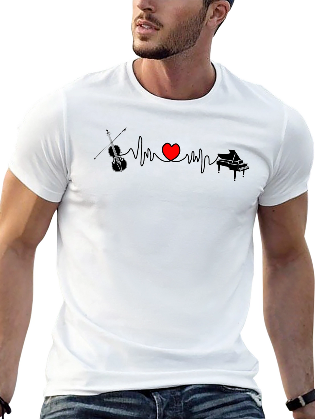 Music Heartbeat T-Shirt - Violin & Piano