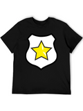 Black T-Shirt with Star Sheriff Badge Graphic