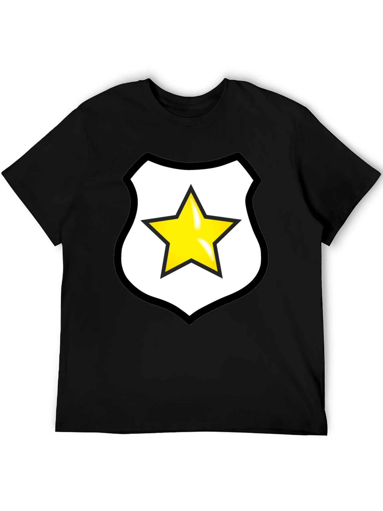 Black T-Shirt with Star Sheriff Badge Graphic
