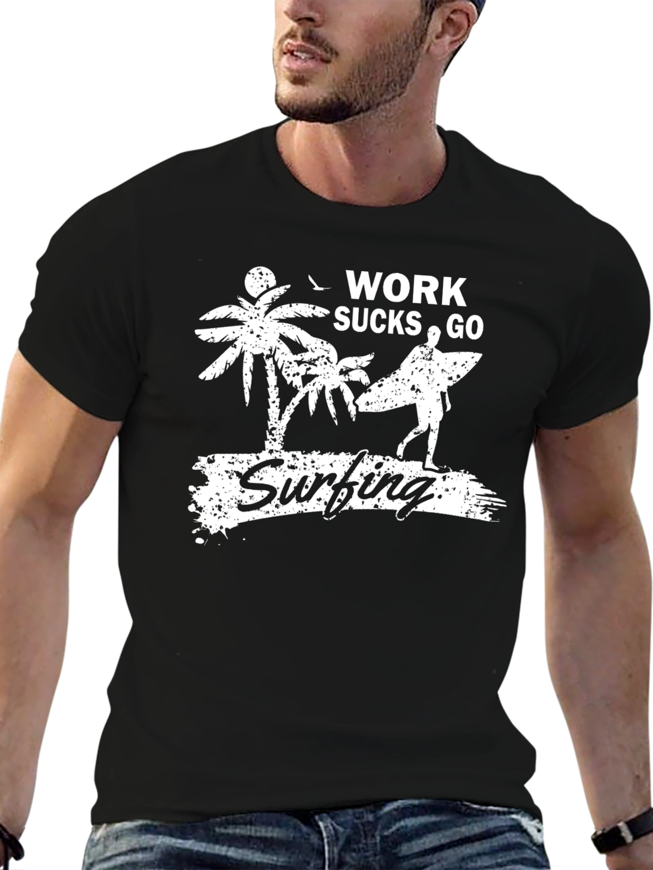Work Sucks Go Surfing Graphic T-Shirt