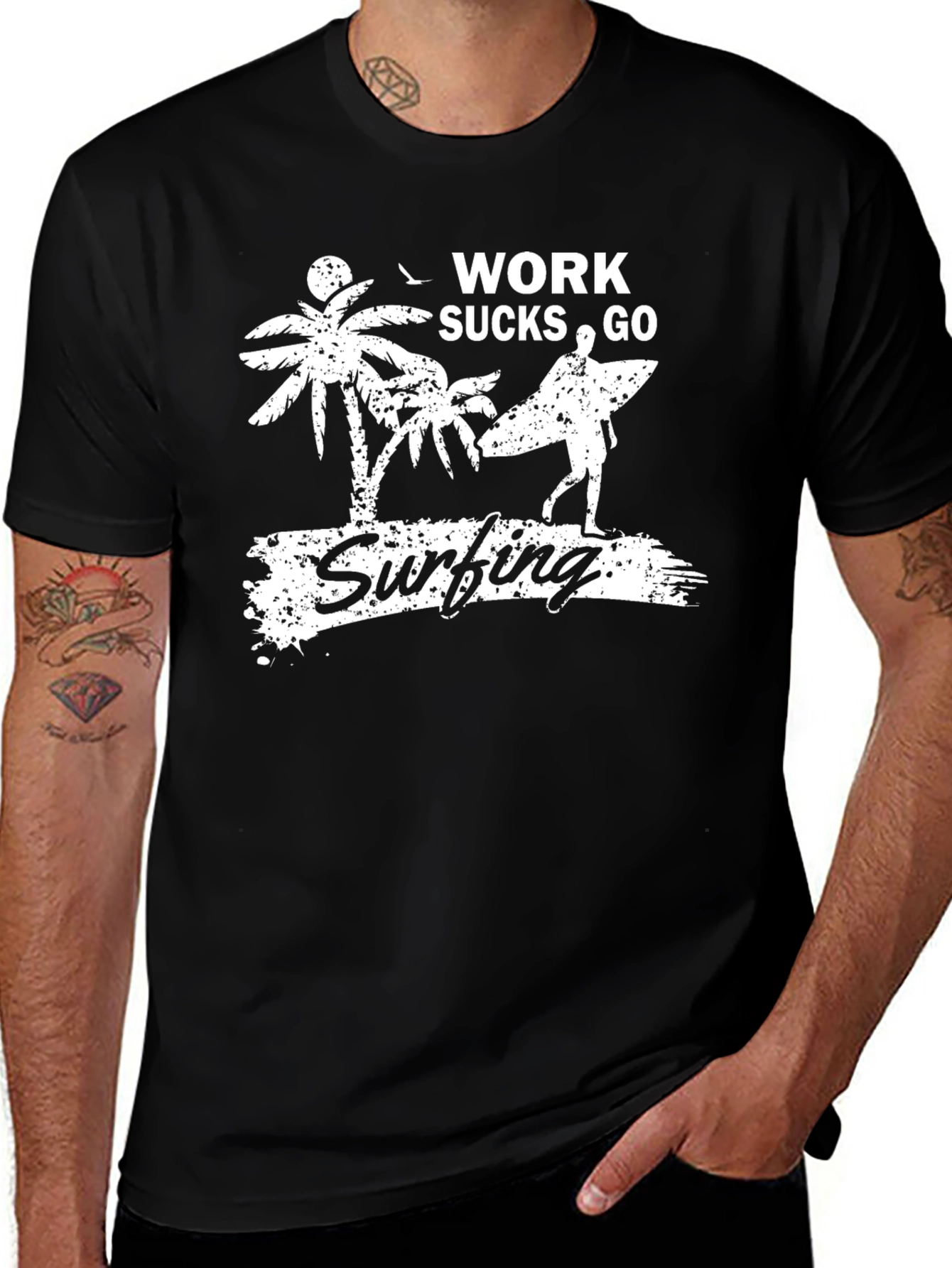 Work Sucks Go Surfing Graphic T-Shirt
