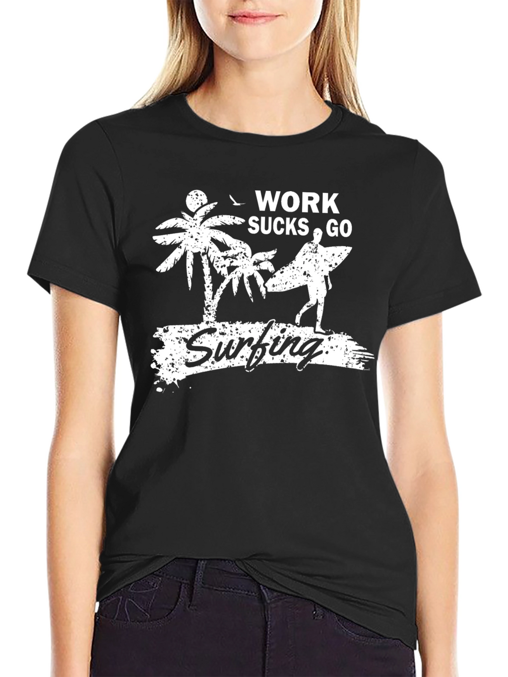 Work Sucks Go Surfing Graphic T-Shirt