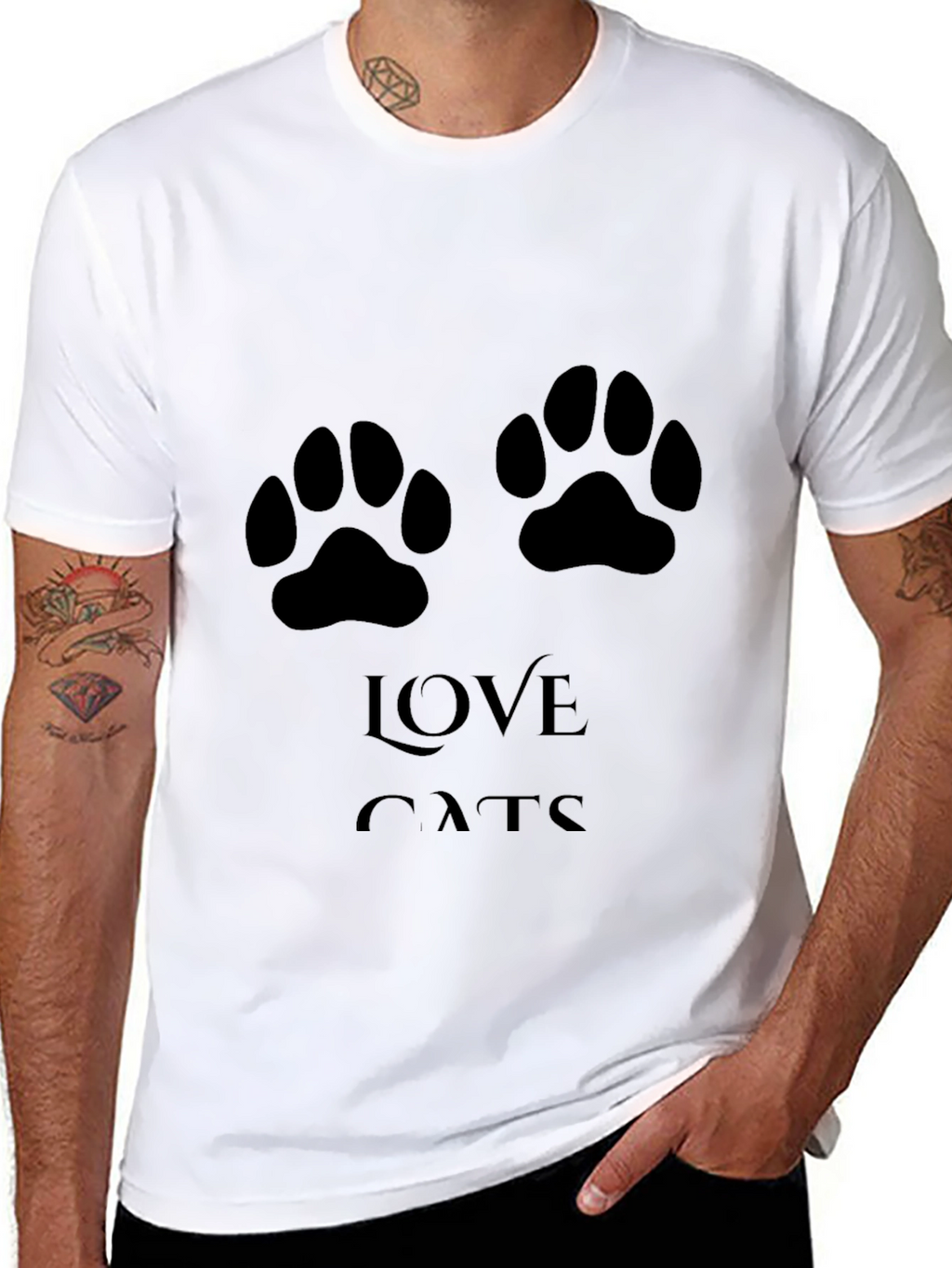 Love Cats T-Shirt - Paw Print Design