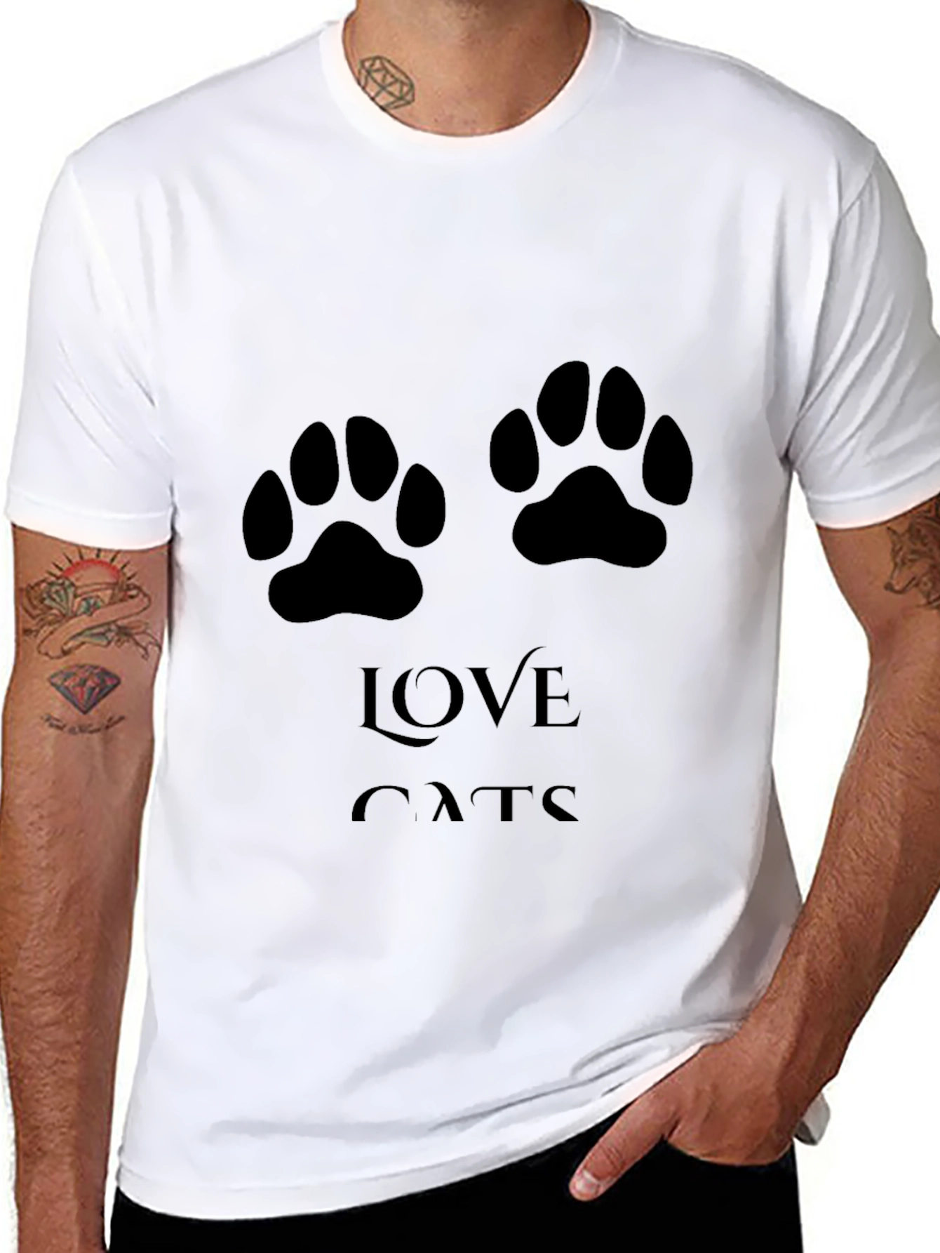 Love Cats T-Shirt - Paw Print Design