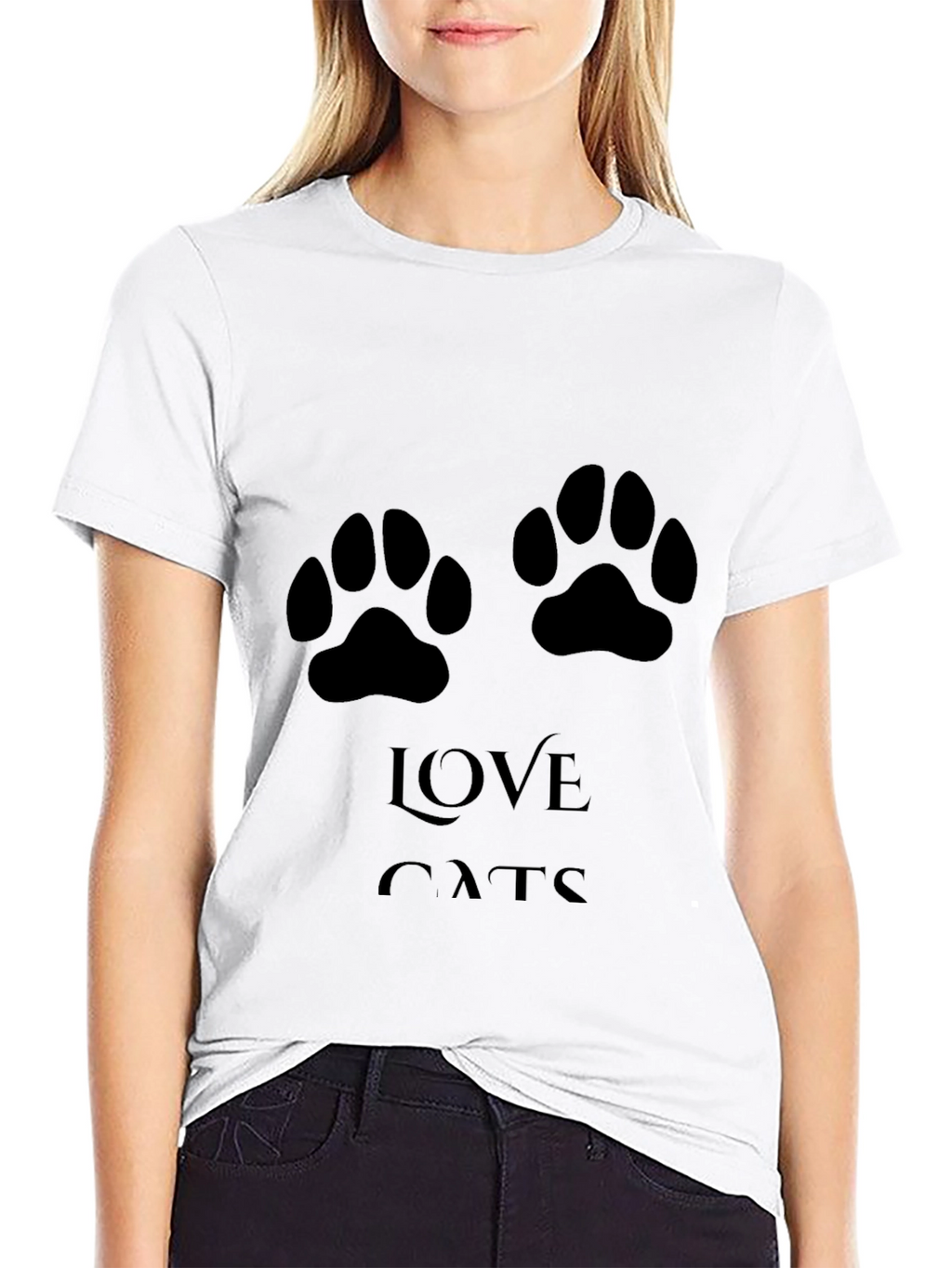Love Cats T-Shirt - Paw Print Design