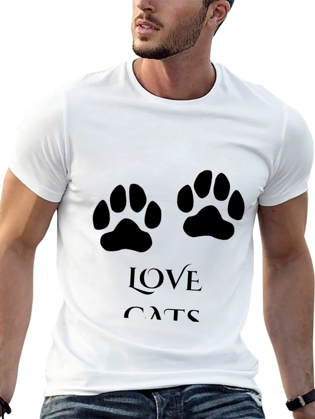 Love Cats T-Shirt - Paw Print Design