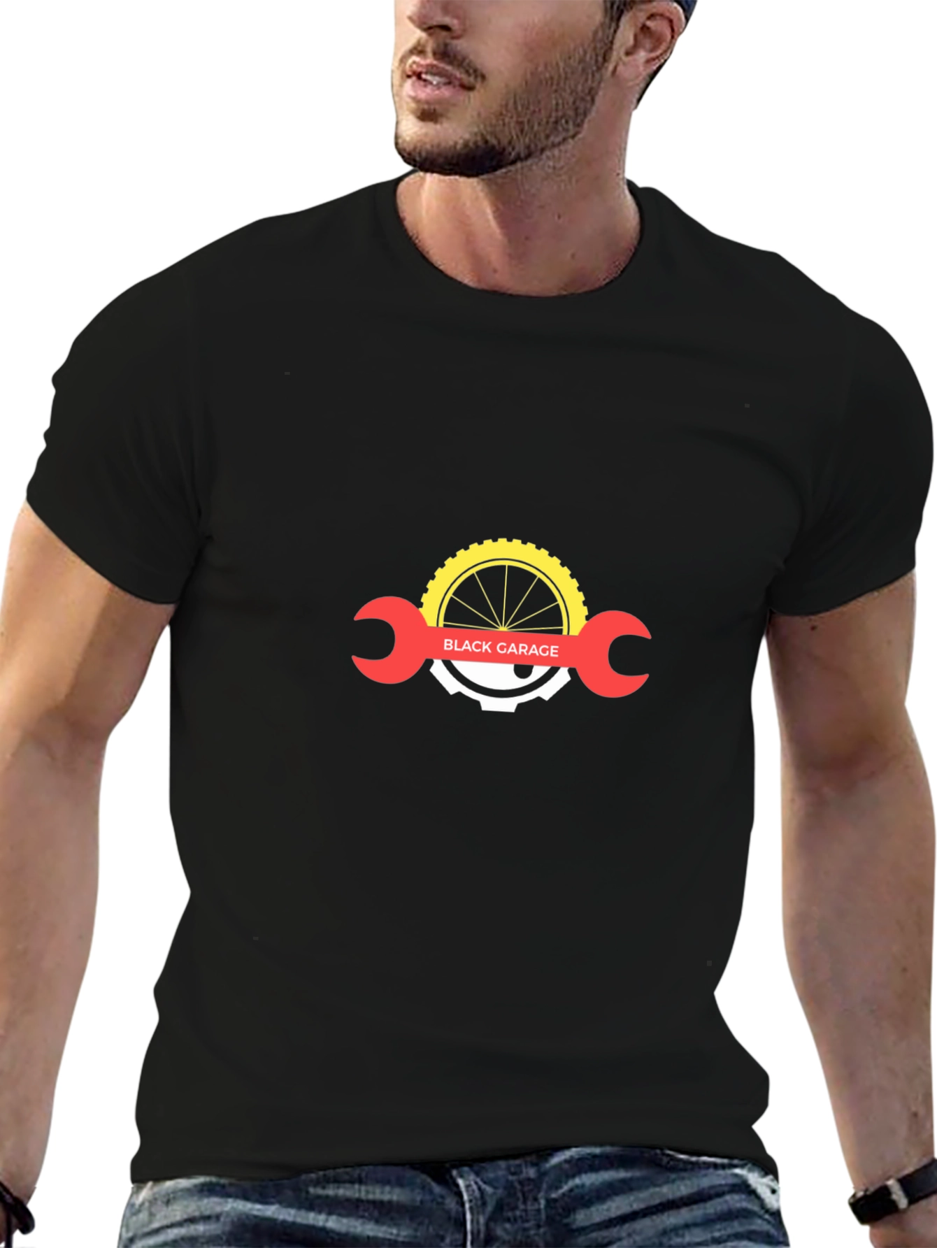 Black Garage Bike Mechanic T-Shirt