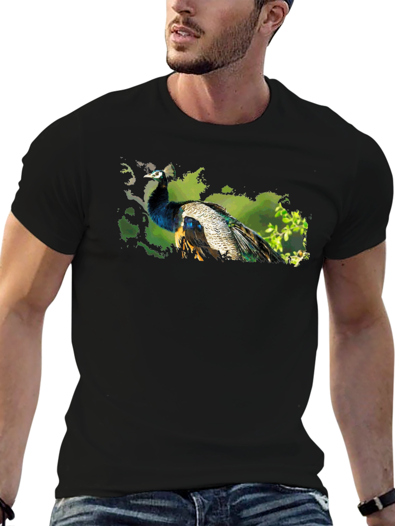 Peacock Graphic Tee - Nature Inspired Design
