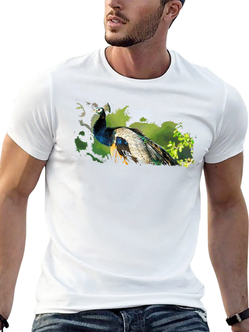 Peacock Graphic Tee - Nature Inspired Design