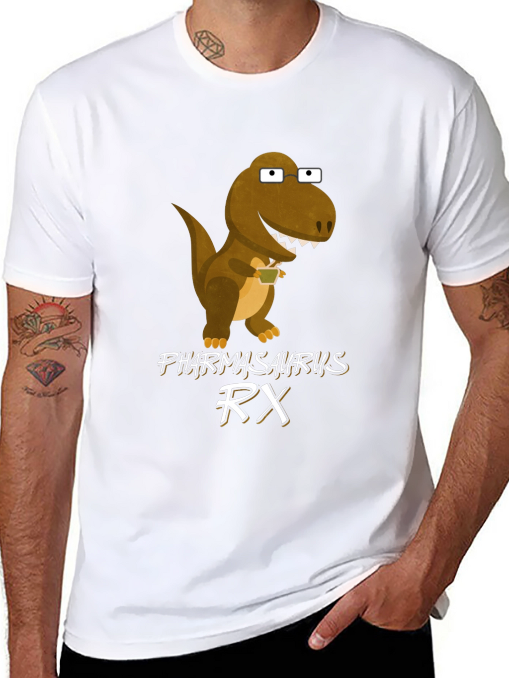 Pharmasaurus RX T-Shirt - Funny Dinosaur Graphic Tee