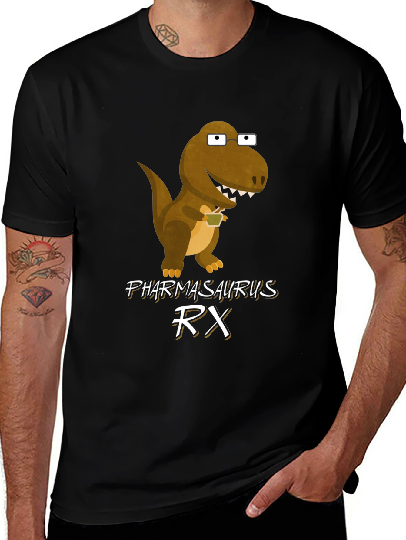 Pharmasaurus RX T-Shirt - Funny Dinosaur Graphic Tee