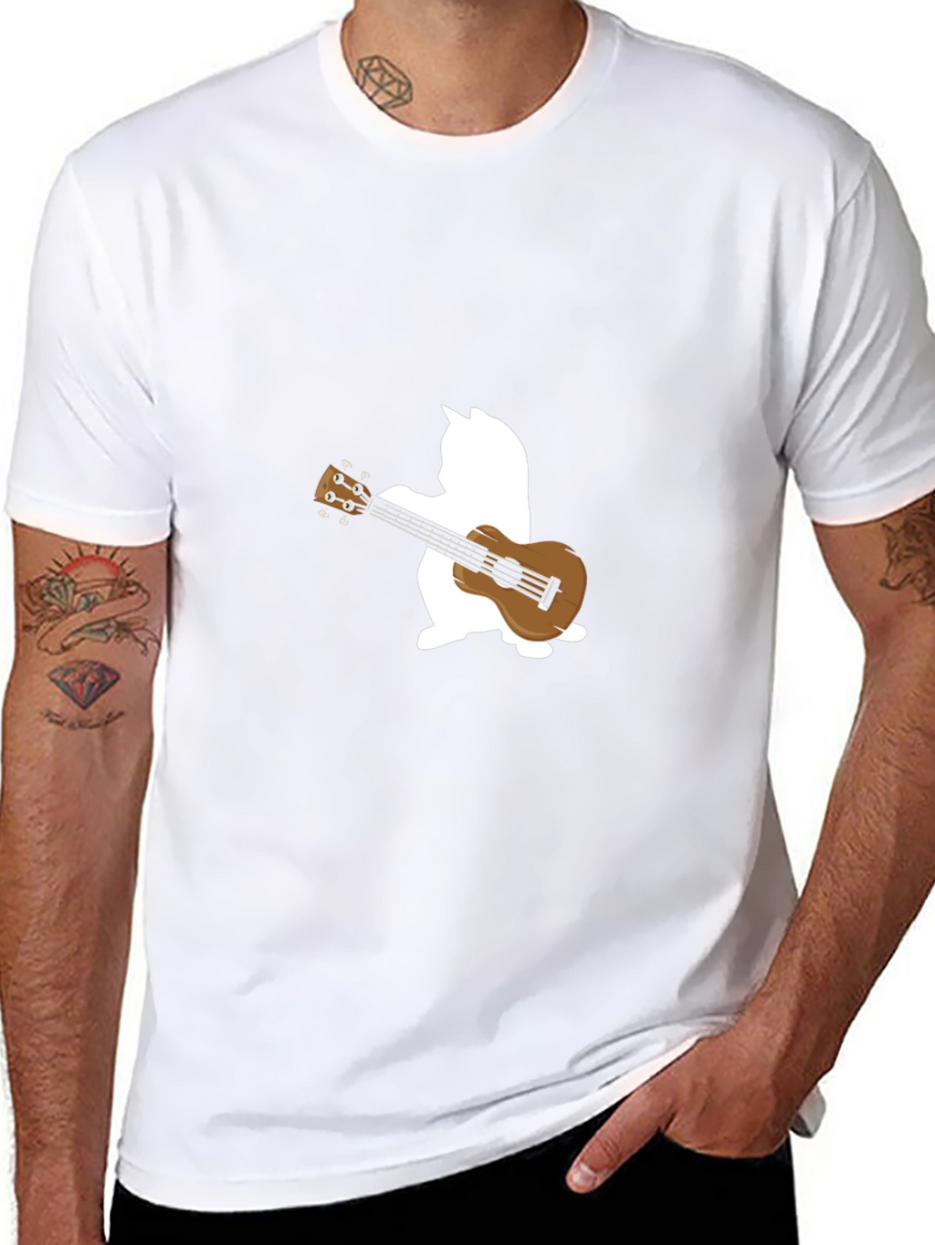 Cat Ukulele T-Shirt - Black
