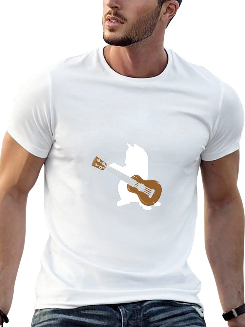 Cat Ukulele T-Shirt - Black