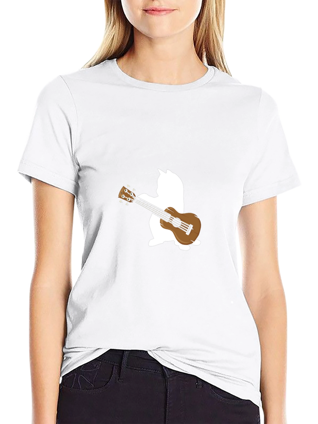 Cat Ukulele T-Shirt - Black