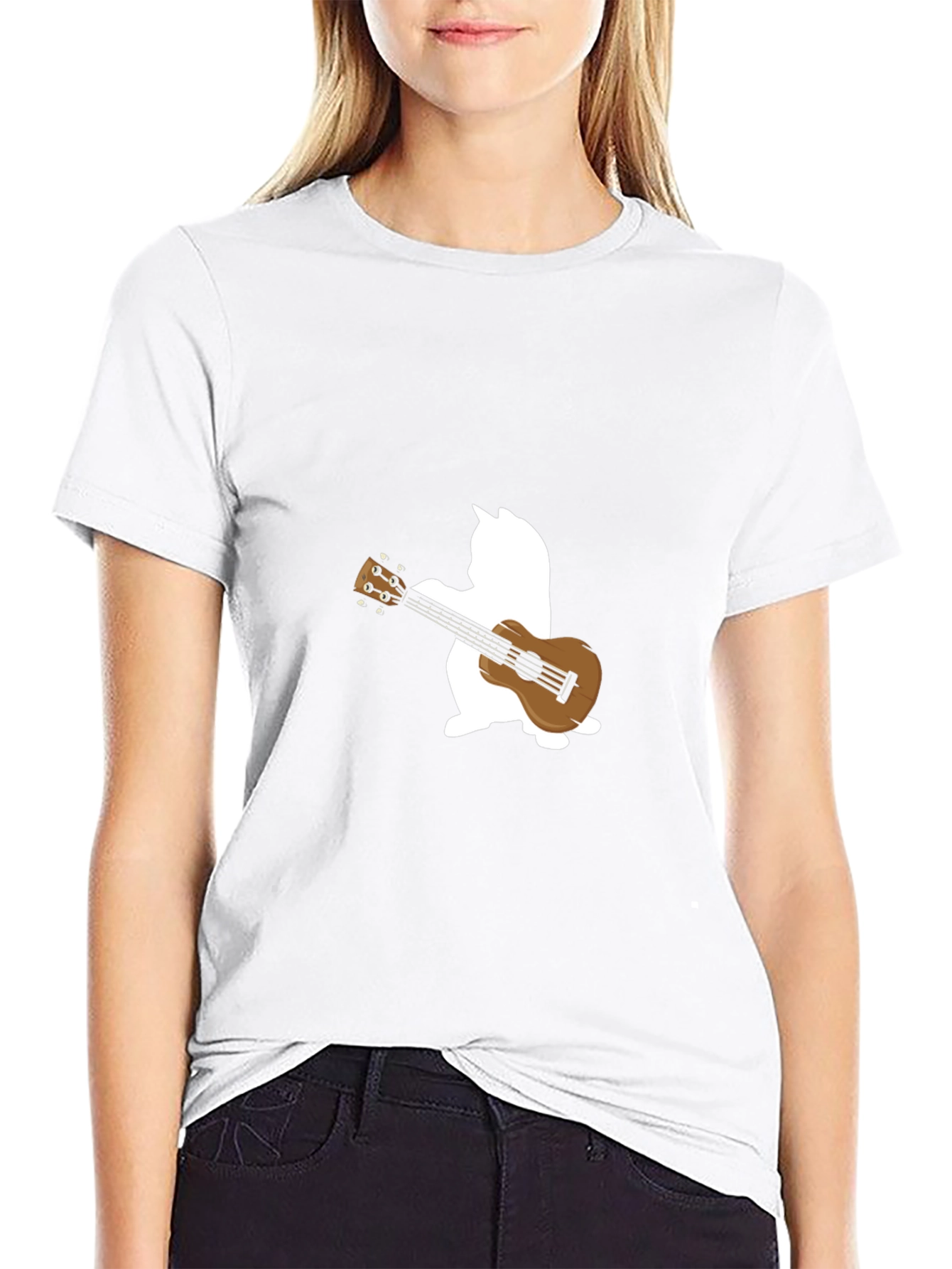Cat Ukulele T-Shirt - Black