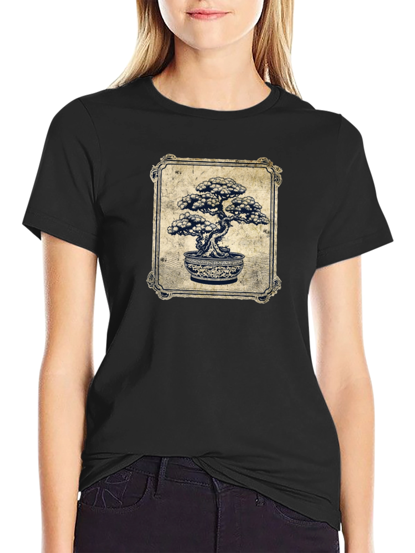 Bonsai Tree Graphic T-Shirt - Artistic Black Tee
