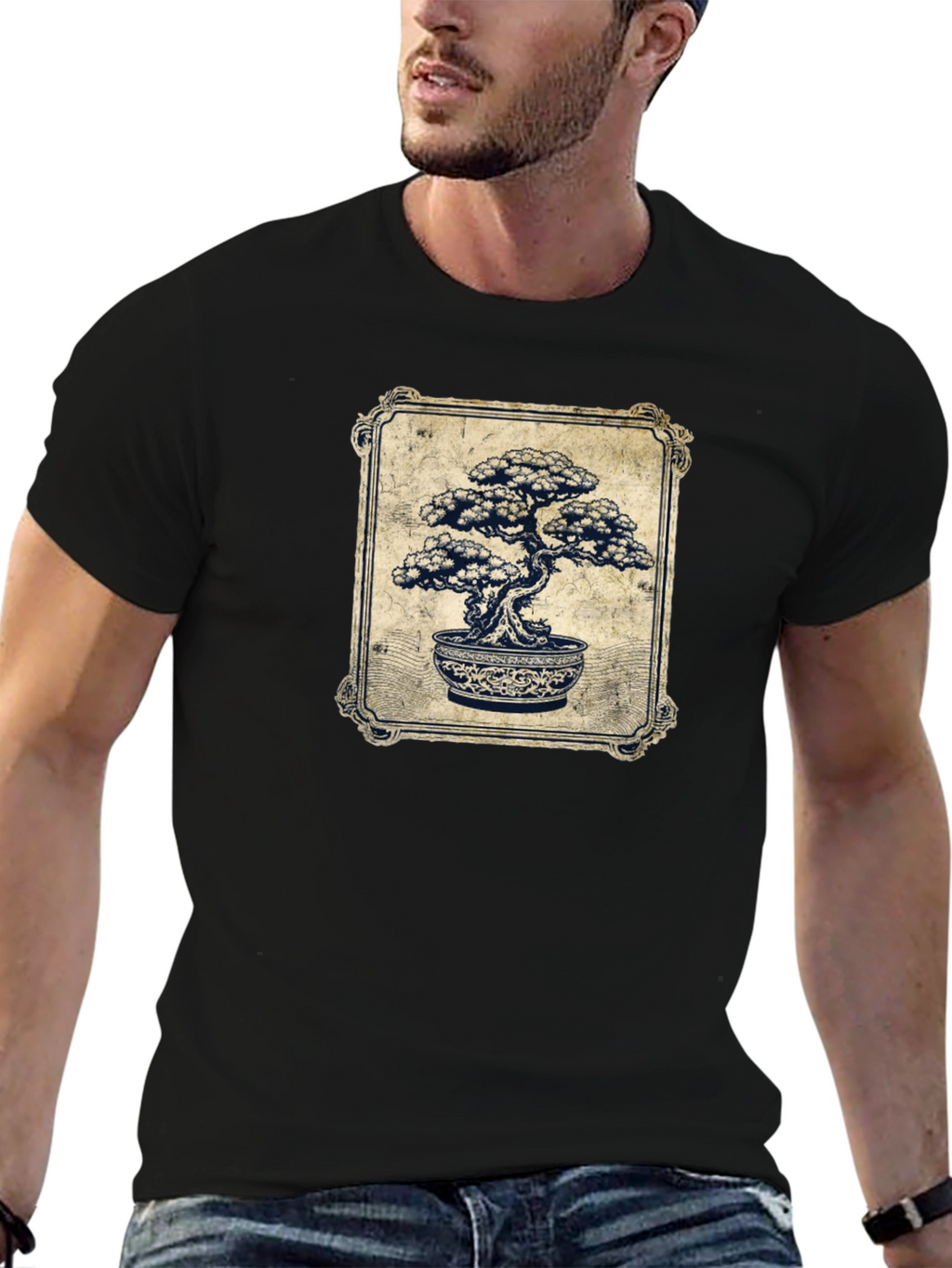 Bonsai Tree Graphic T-Shirt - Artistic Black Tee