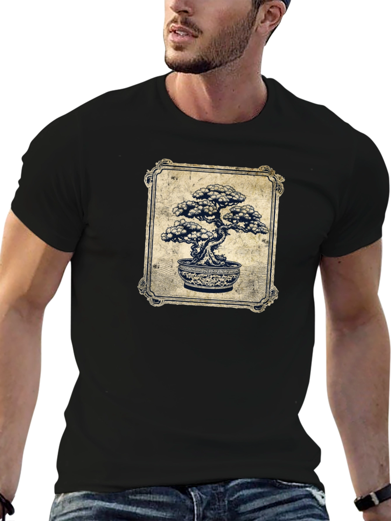 Bonsai Tree Graphic T-Shirt - Artistic Black Tee