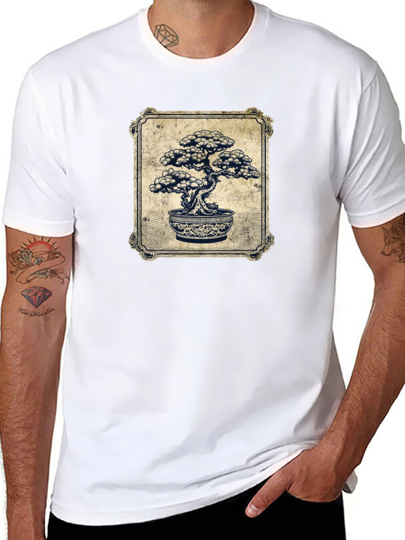 Bonsai Tree Graphic T-Shirt - Artistic Black Tee