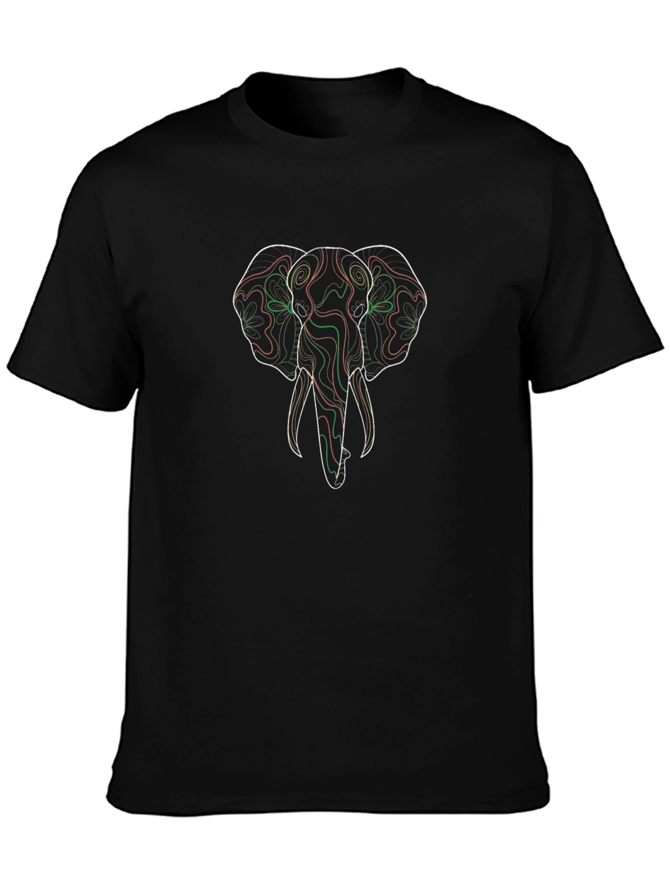 Abstract Elephant Graphic Tee - Black