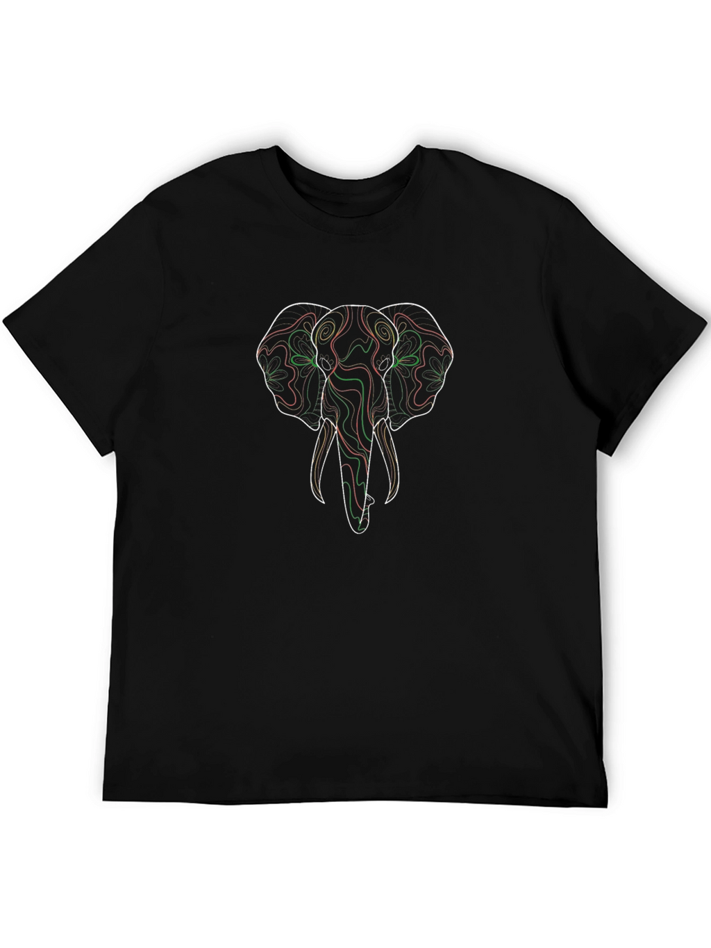 Abstract Elephant Graphic Tee - Black