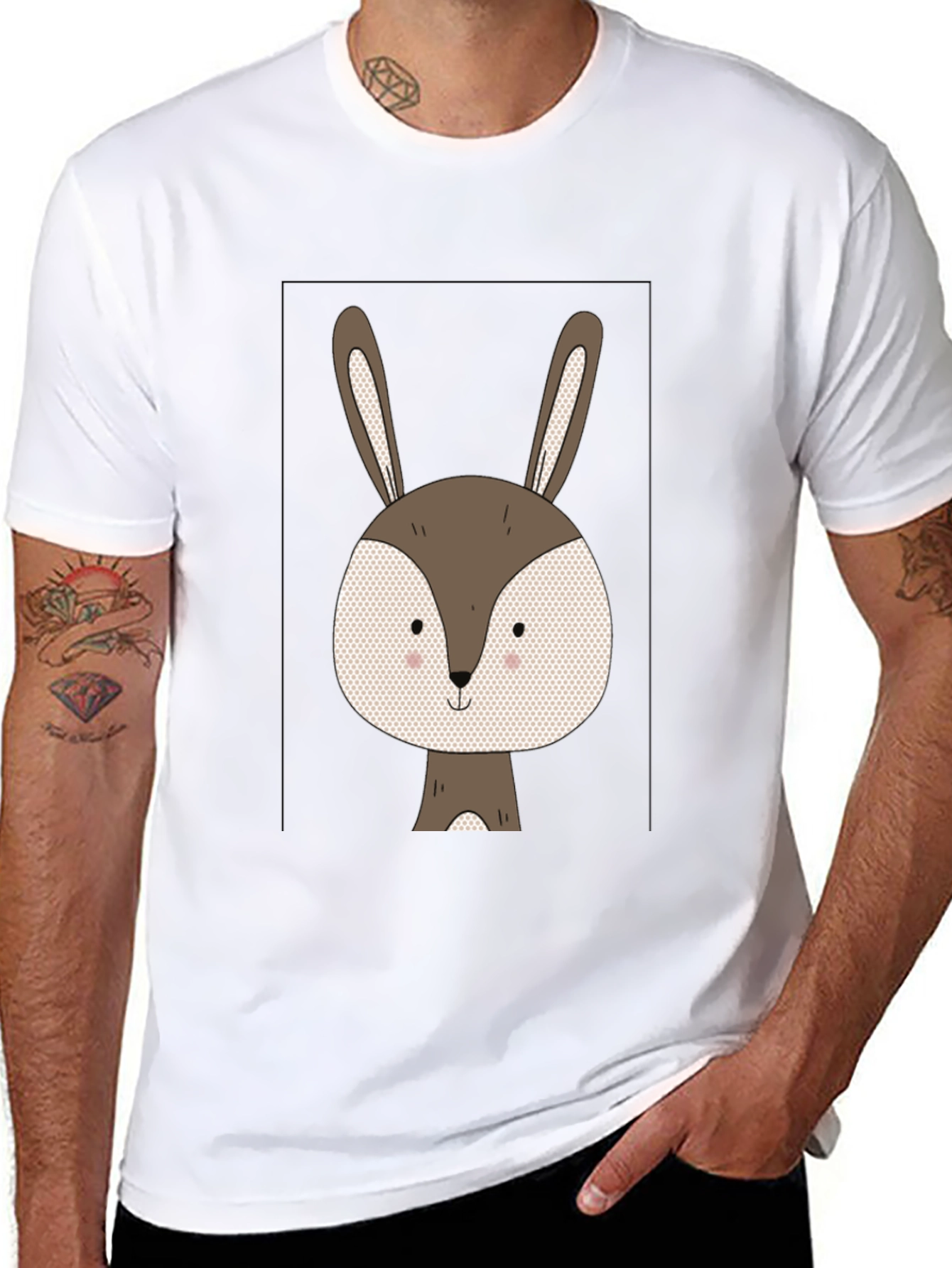 Cute Bunny Graphic Tee - Soft Cotton Blend