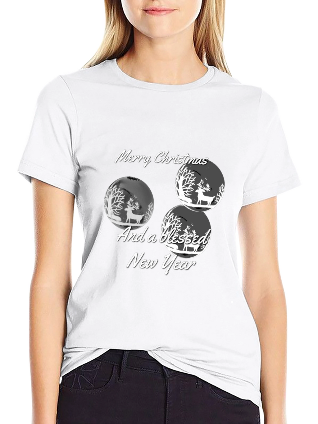 Christmas Deer Graphic Tee - Holiday Celebration Shirt